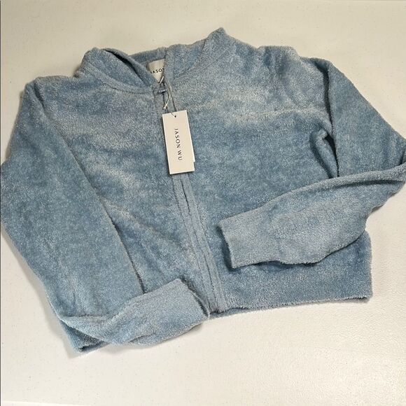 Soft Blue Zip-Up Hoodie - Picture 1 of 5